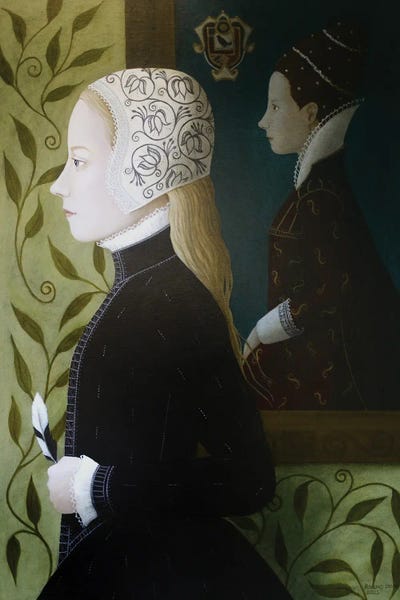 This Borrow'd Likeness by Rosalind Lyons framed canvas print