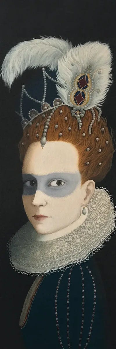 Fair Befall Your Mask by Rosalind Lyons framed canvas print