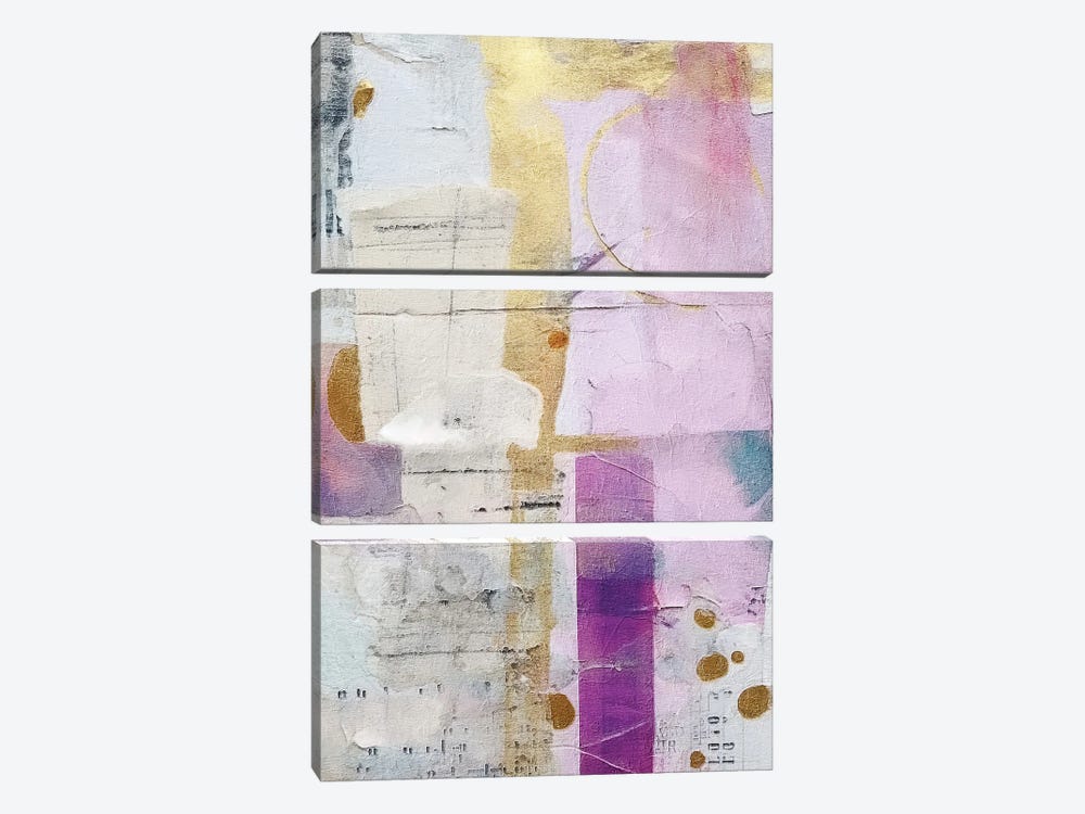 Golden Lilac Collage I by RileyB 3-piece Canvas Print