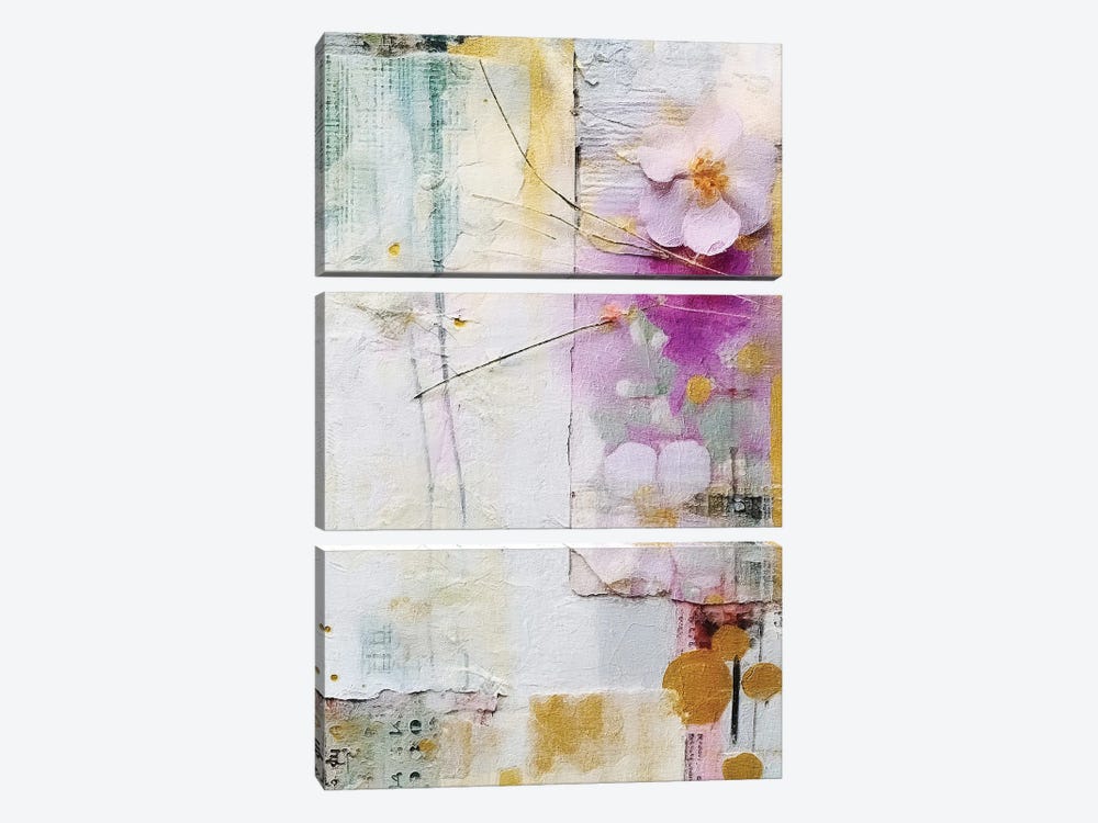 Golden Lilac Collage VII by RileyB 3-piece Canvas Art