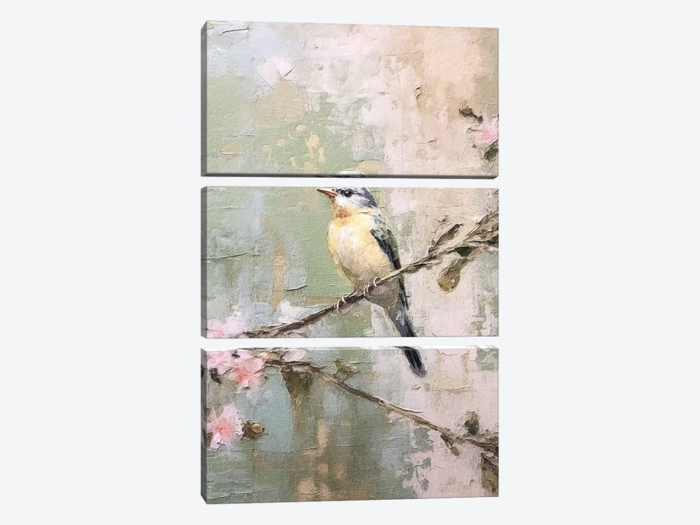 Cherry Blossom Bird I by RileyB 3-piece Canvas Print