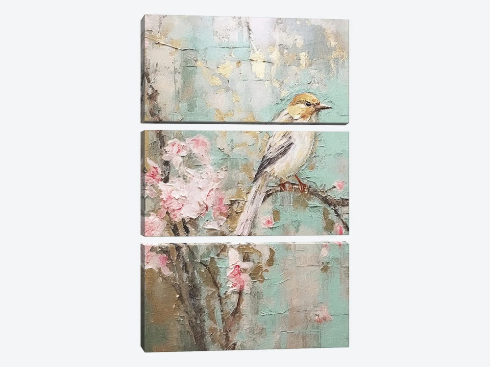 Cherry Blossom Bird III by RileyB 3-piece Canvas Art