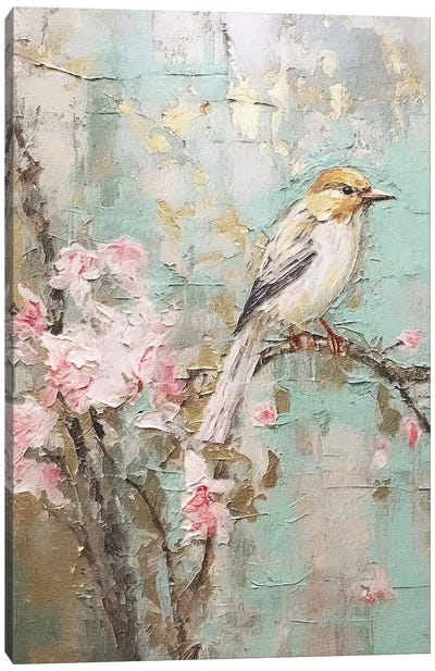 Cherry Blossom Bird III Canvas Art Print - Blossom Art