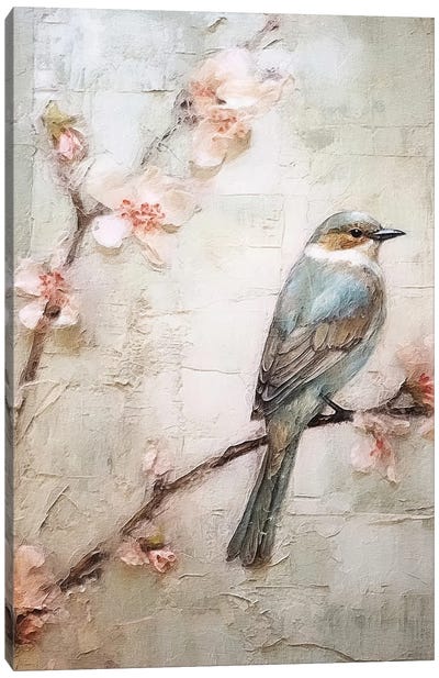 Cherry Blossom Bird IX Canvas Art Print - Blossom Art