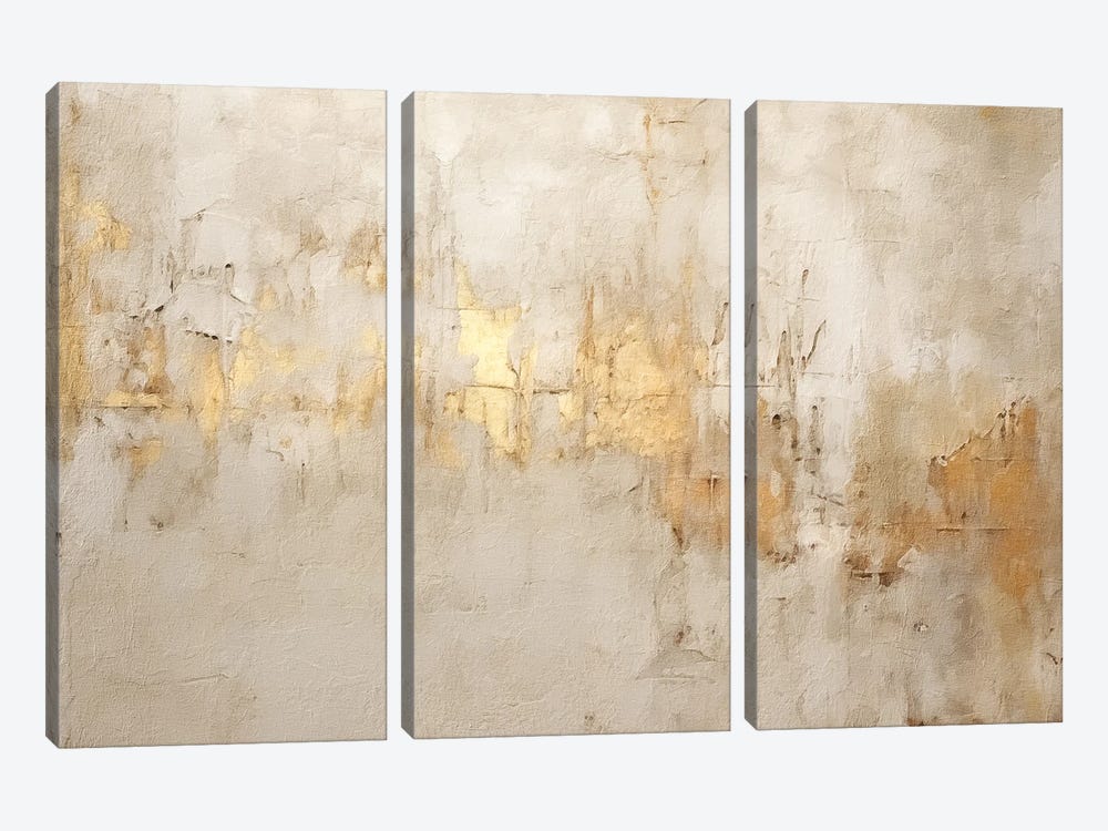 Ivory and Gold Grunge VI by RileyB 3-piece Canvas Artwork