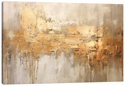 Ivory and Gold Grunge VII Canvas Art Print