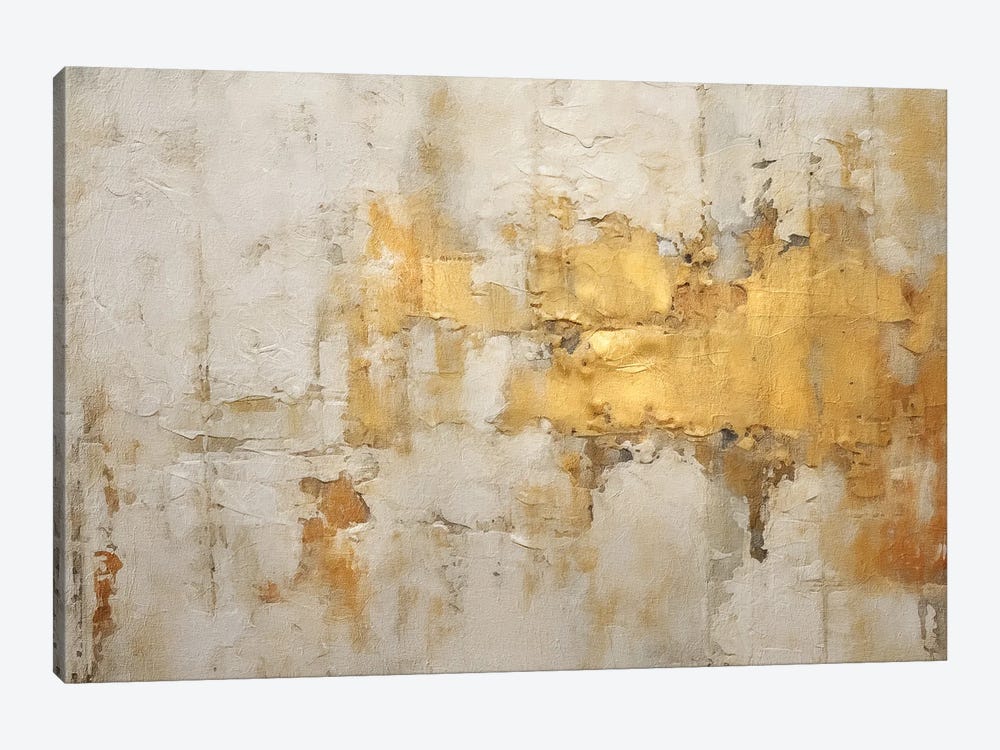 Ivory and Gold Grunge XII by RileyB 1-piece Canvas Art