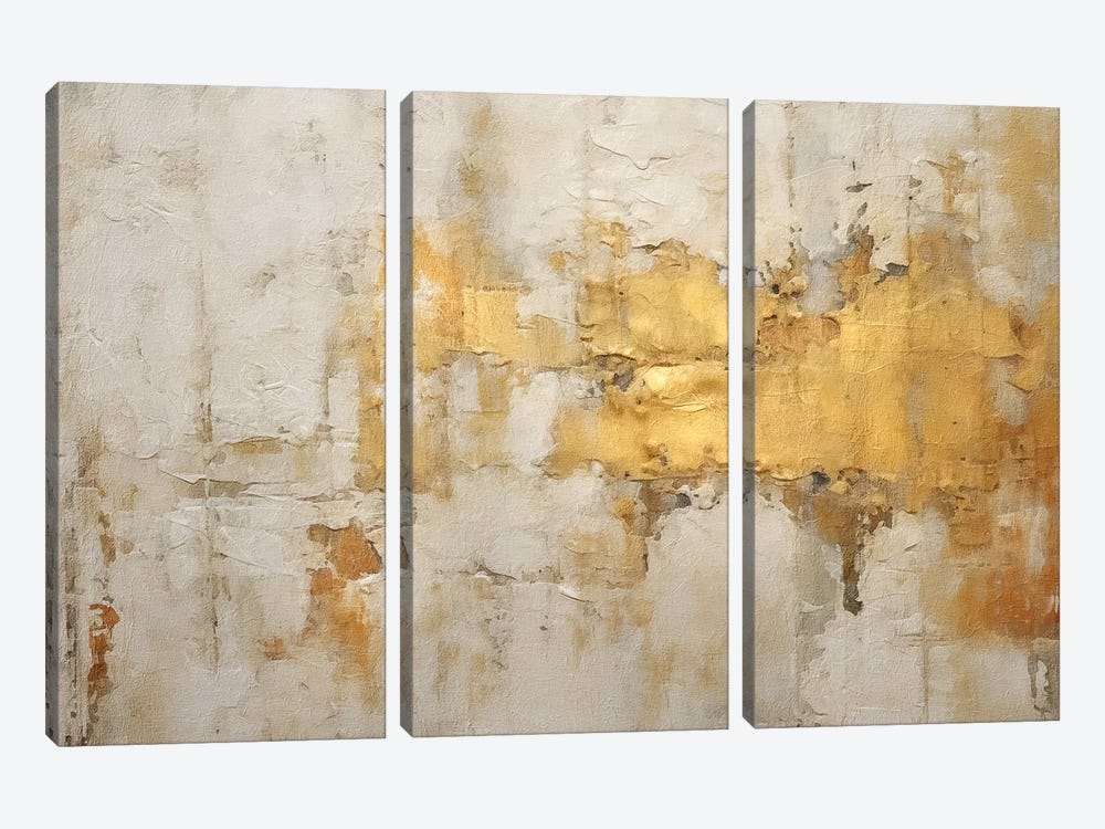 Ivory and Gold Grunge XII by RileyB 3-piece Canvas Art