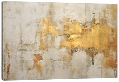 Ivory and Gold Grunge XII Canvas Art Print