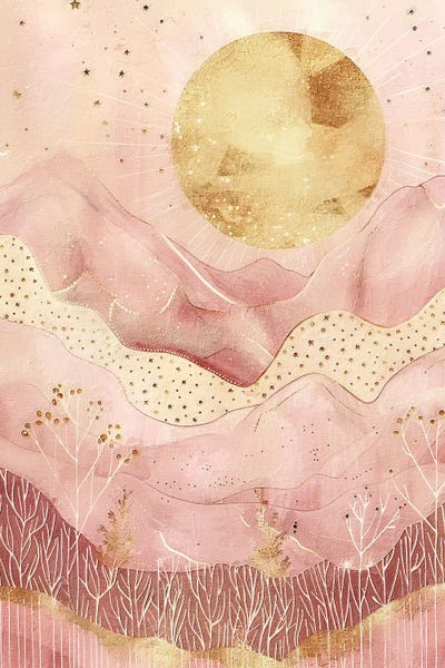 Minimalist Bohemian Decor: Boho Pink Landscape IV by Willow Studio