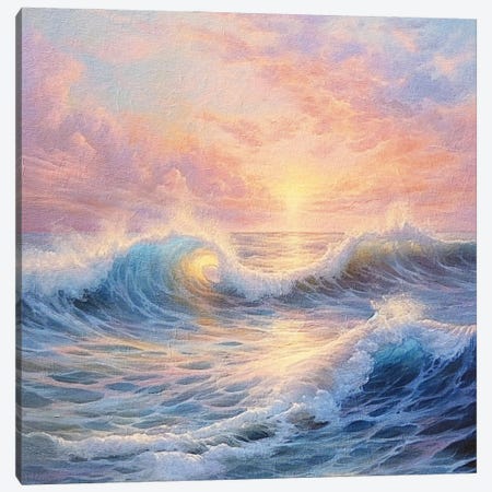 Ocean Sunrise X Canvas Print #RLY17} by RileyB Canvas Wall Art