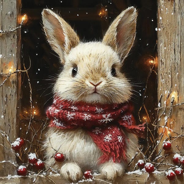 Christmas Animals: Christmas Lights Bunny by Willow Studio