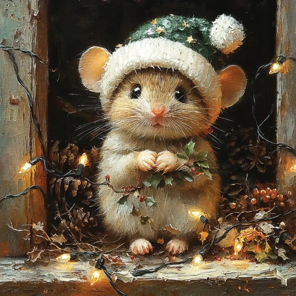 Christmas Animals: Christmas Lights Mouse by Willow Studio