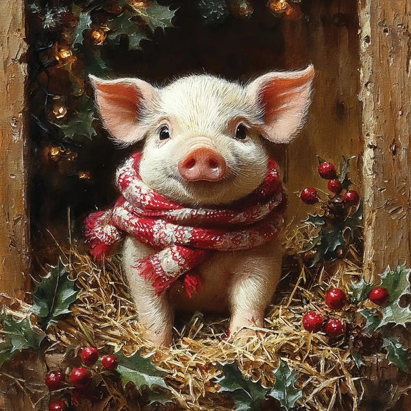 Christmas Animals: Christmas Lights Pig by Willow Studio