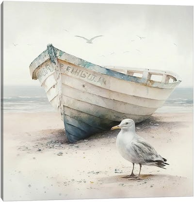 Rowboat II Canvas Art Print - Gull & Seagull Art