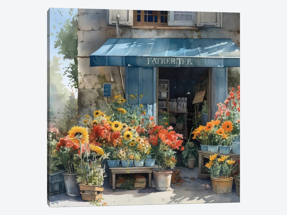 Village Flower Shop I by RileyB 1-piece Canvas Artwork