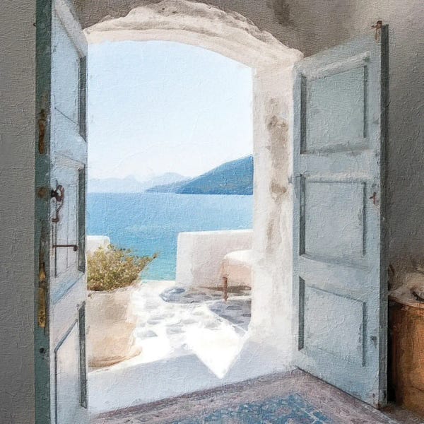 Greece: Blue Greek Door V by Willow Studio