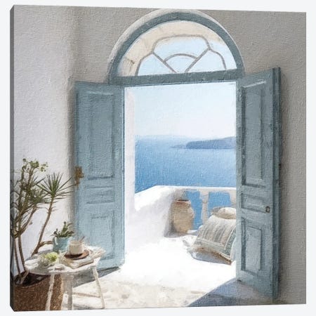 Blue Greek Door VII Canvas Print #RLY30} by RileyB Canvas Art Print