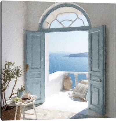 Blue Greek Door VII Canvas Art Print - RileyB
