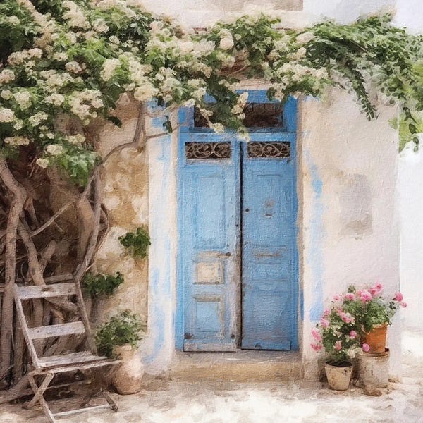 Doors: Blue Greek Door X by Willow Studio