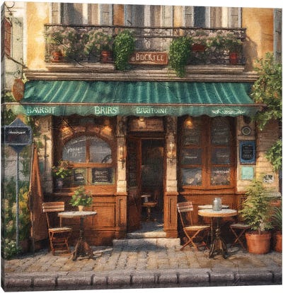 French Bistro XII Canvas Art Print - Shopping Art