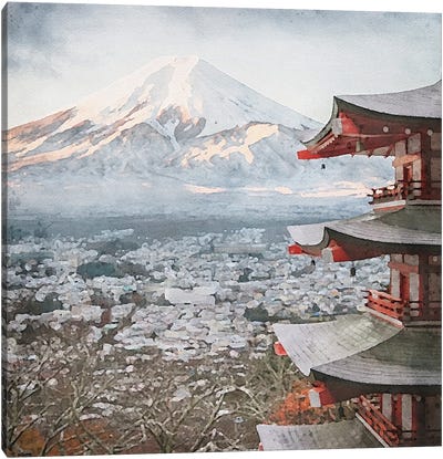 Mount Fuji Canvas Art Print - Pagodas
