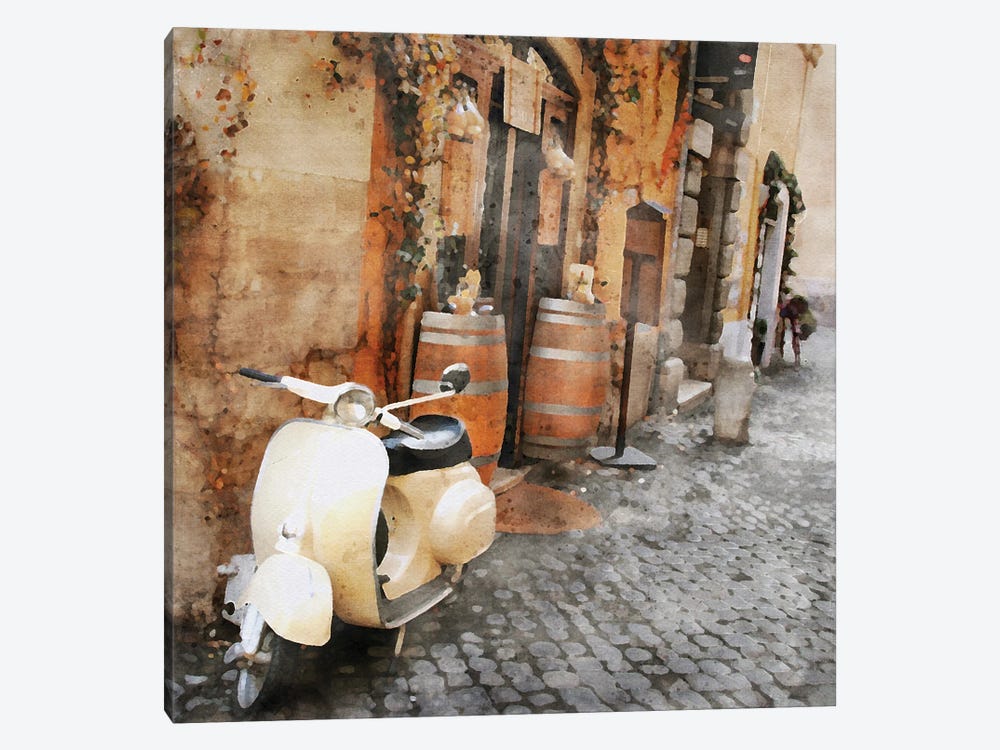 White Moped by RileyB 1-piece Canvas Art Print