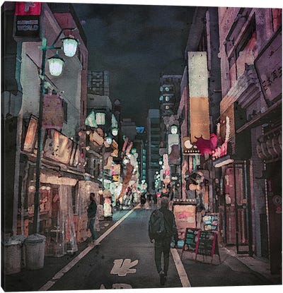 Japan At Night Canvas Art Print - RileyB