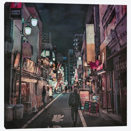 Japan At Night Canvas Print #RLY62} by RileyB Canvas Wall Art