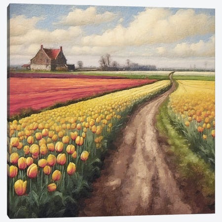 Tulip Fields X Canvas Print #RLY74} by RileyB Canvas Artwork
