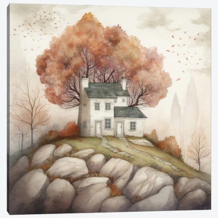 Autumn Houses I Canvas Print #RLY83} by RileyB Canvas Wall Art