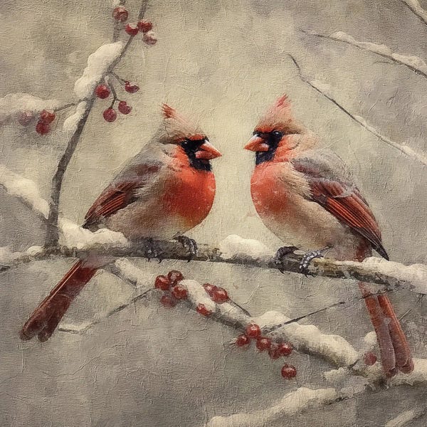 Christmas Animals: Christmas Cardinals by Willow Studio
