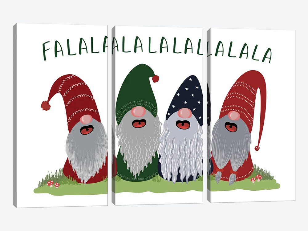 Holiday Gnomes by blursbyai 3-piece Canvas Art