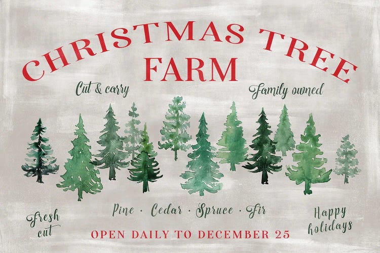 Rustic Christmas Tree Farm Sign by blursbyai wall art