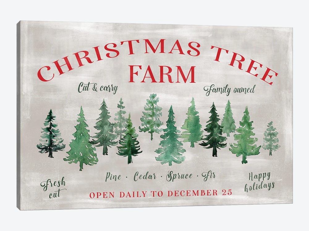 Rustic Christmas Tree Farm Sign by blursbyai 1-piece Canvas Art Print