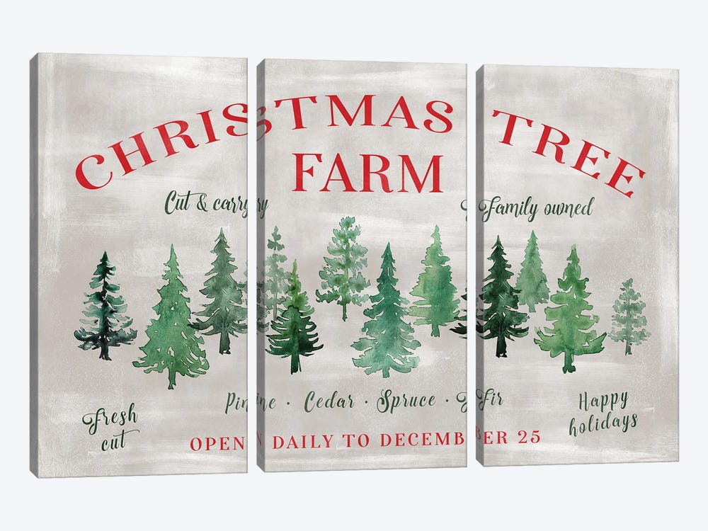Rustic Christmas Tree Farm Sign by blursbyai 3-piece Canvas Print