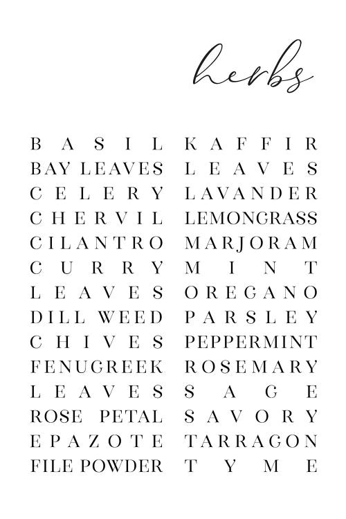 List Of Herbs