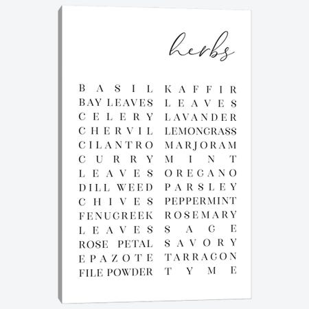 List Of Herbs Canvas Print #RLZ111} by blursbyai Canvas Print