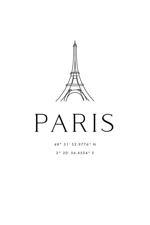 Paris Coordinates With Eiffel Tower Sketch