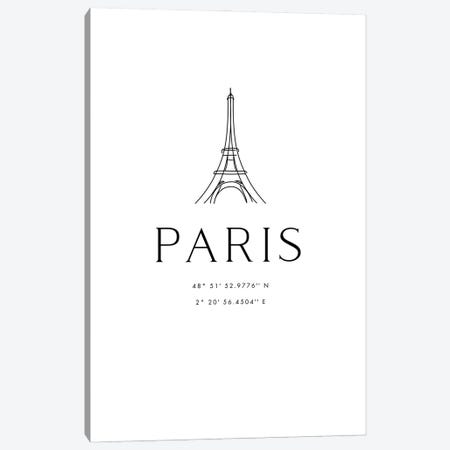 Paris Coordinates With Eiffel Tower Sketch Canvas Print #RLZ113} by blursbyai Art Print