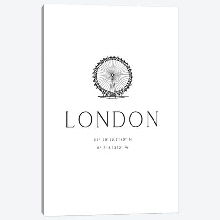London Coordinates With London Eye Sketch Canvas Print #RLZ116} by blursbyai Canvas Wall Art