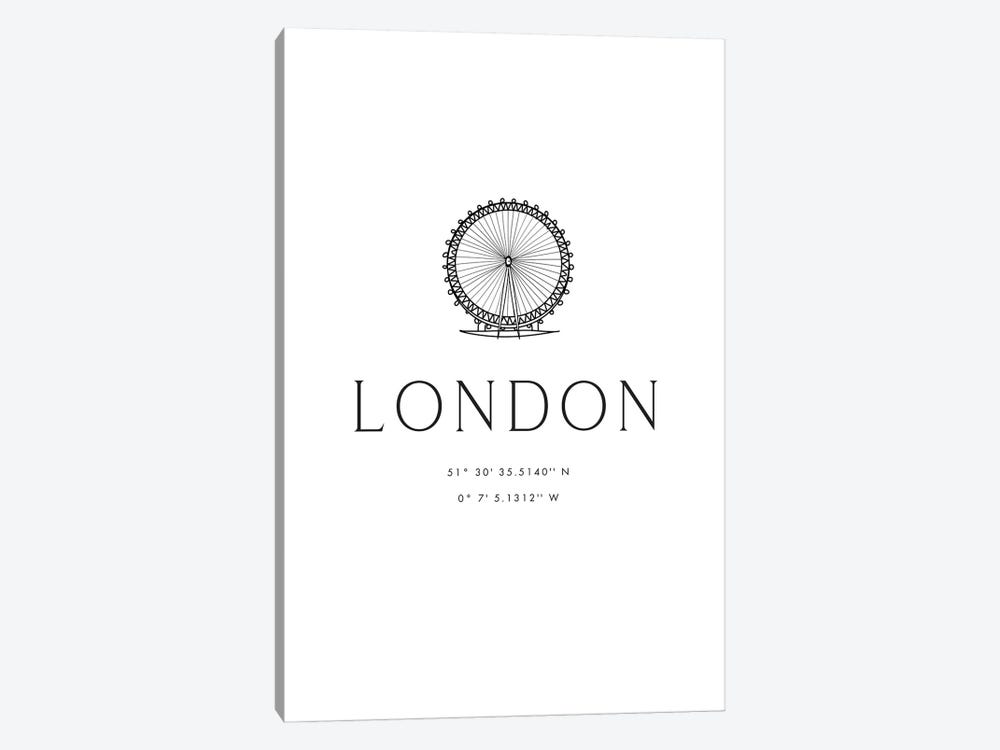 London Coordinates With London Eye Sketch by blursbyai 1-piece Canvas Wall Art