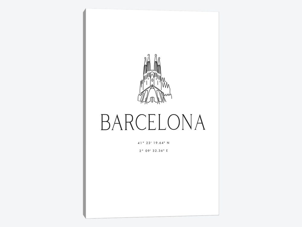 Barcelona Coordinates With Sagrada Familia Sketch by blursbyai 1-piece Art Print