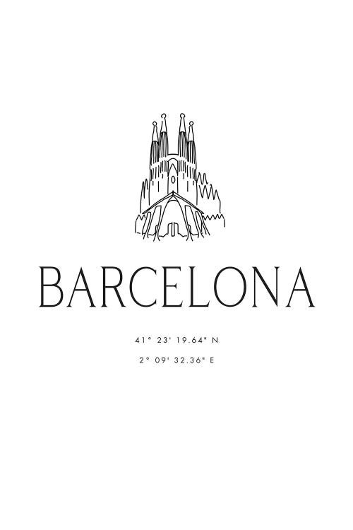 Barcelona Coordinates With Sagrada Familia Sketch