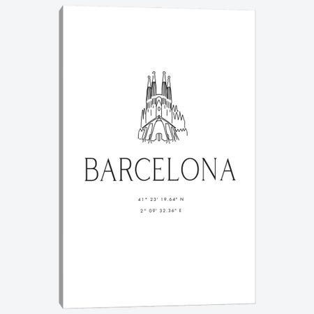 Barcelona Coordinates With Sagrada Familia Sketch Canvas Print #RLZ117} by blursbyai Canvas Art