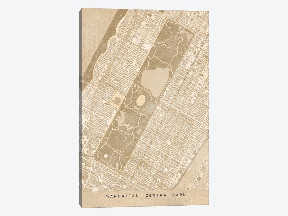 Vintage Sepia New York Central Park Map by blursbyai 1-piece Art Print
