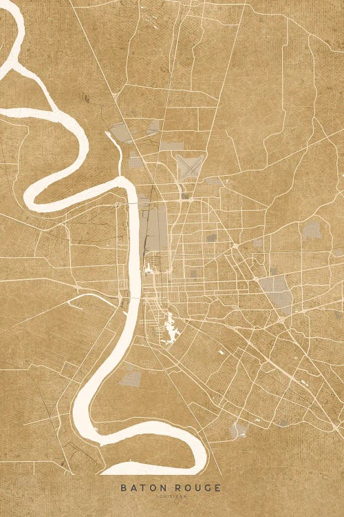 Vintage Sepia Baton Rouge Map