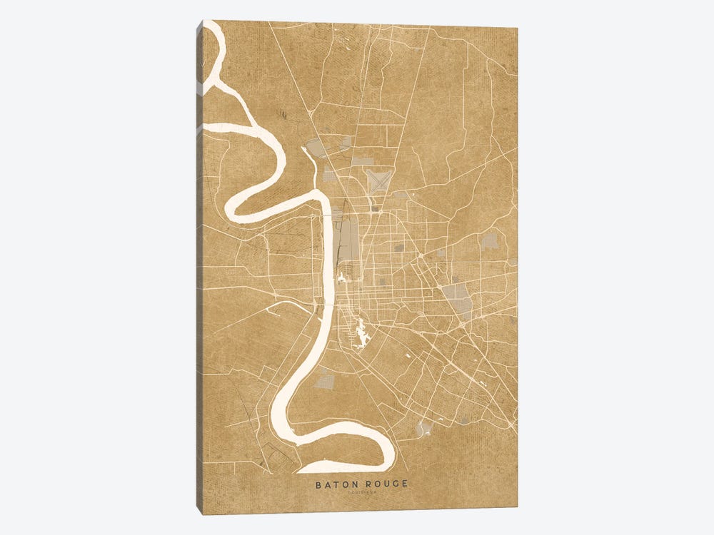 Vintage Sepia Baton Rouge Map by blursbyai 1-piece Art Print