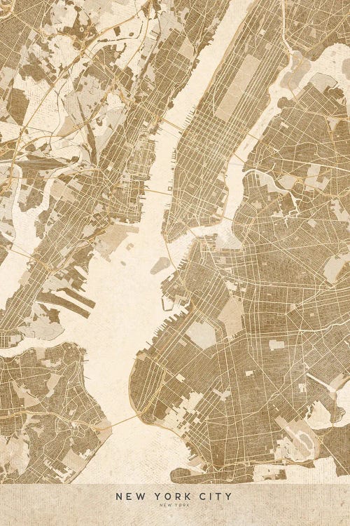 Vintage Sepia New York City Map