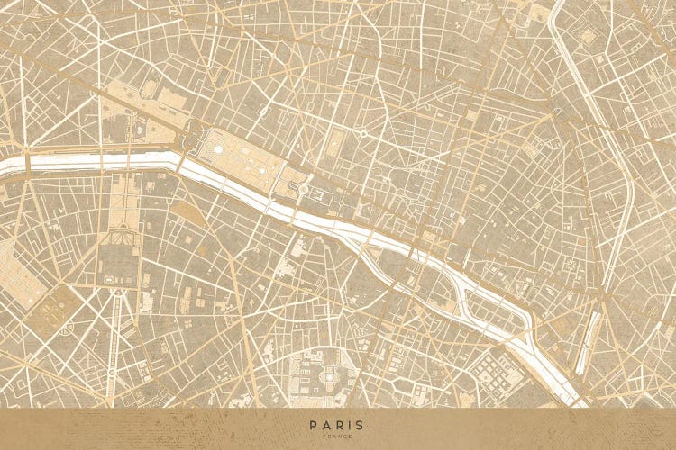 Vintage Sepia Map Of Paris